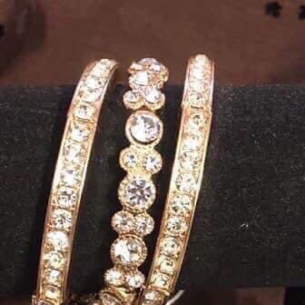 BRACELET TRIO GOLD AND RHINESTONE